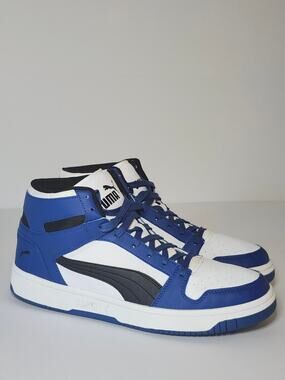 Puma Mens Rebound Layup High Top Basketball Sneakers Royal Blue White Size 14